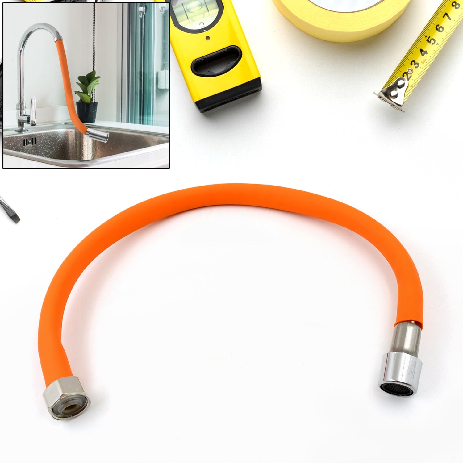 Flexible Water Tap Extender - 360° Adjustable Foaming Extension Tube with Connector (46cm) Flexible Water Tap Extender - 360° Adjustable Foaming Extension Tube with Connector (46cm)